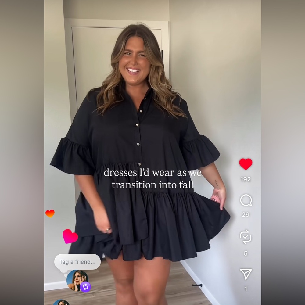 Black Ruffle Button-Front Women's Dress - REPOSH